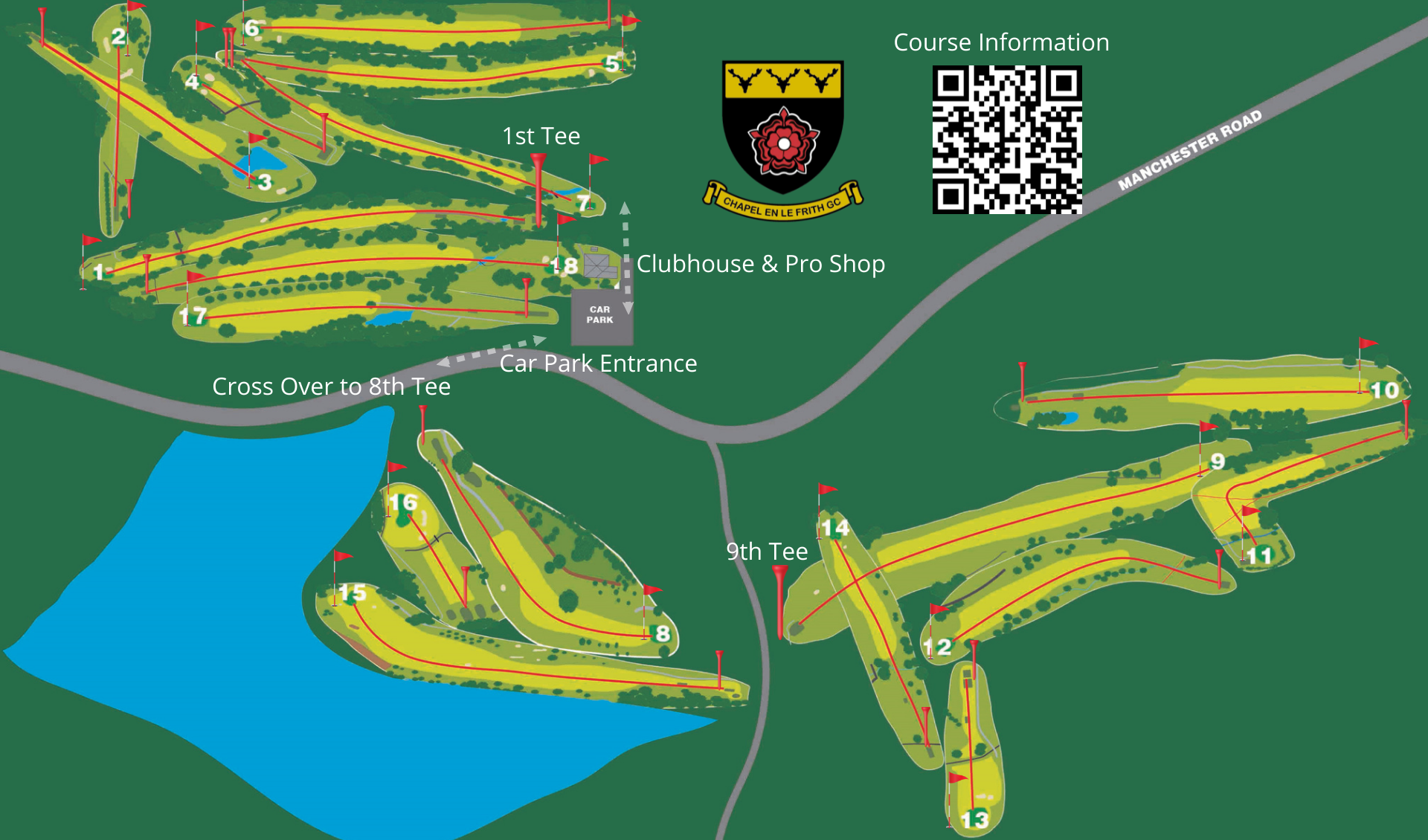 Detailed Course Map tee and pin